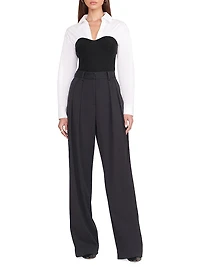 Luisa Pleated Wide-Leg Pants