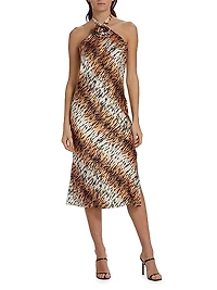 Lenzy Tiger Silk Midi Dress