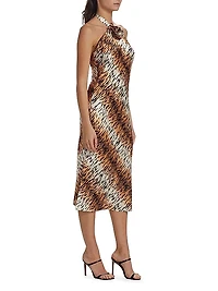 Lenzy Tiger Silk Midi Dress