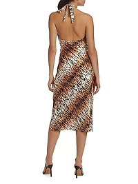 Lenzy Tiger Silk Midi Dress