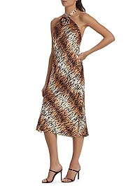 Lenzy Tiger Silk Midi Dress