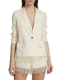Chitra Fringe-Trim Linen Jacket