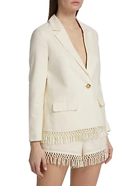 Chitra Fringe-Trim Linen Jacket