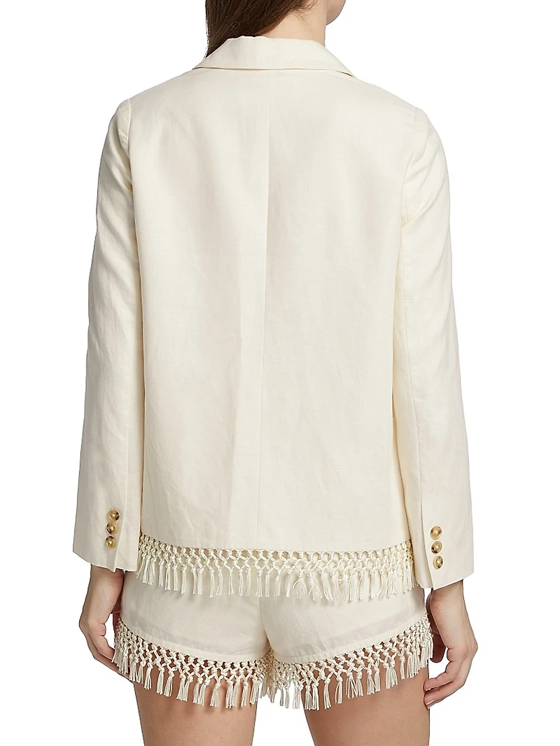 Chitra Fringe-Trim Linen Jacket