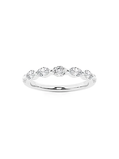 14K White Gold & 0.50 TCW Marquise-Cut Natural Diamond Ring