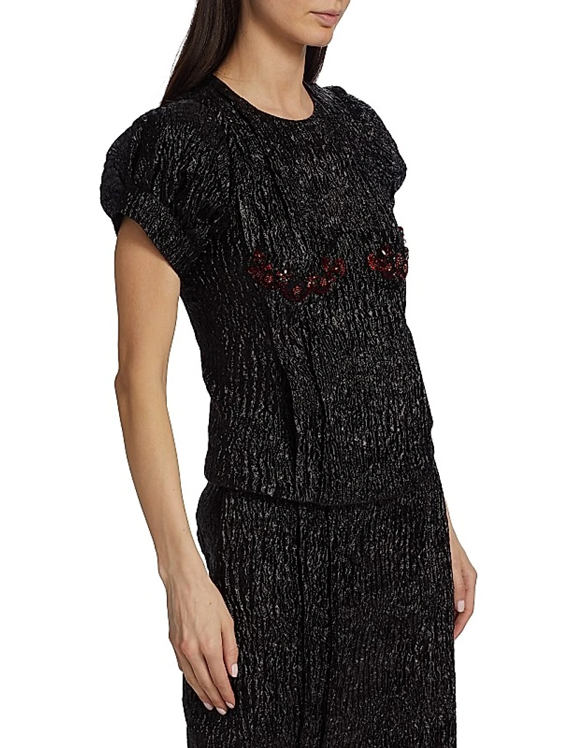 Embellished Short-Sleeve Top