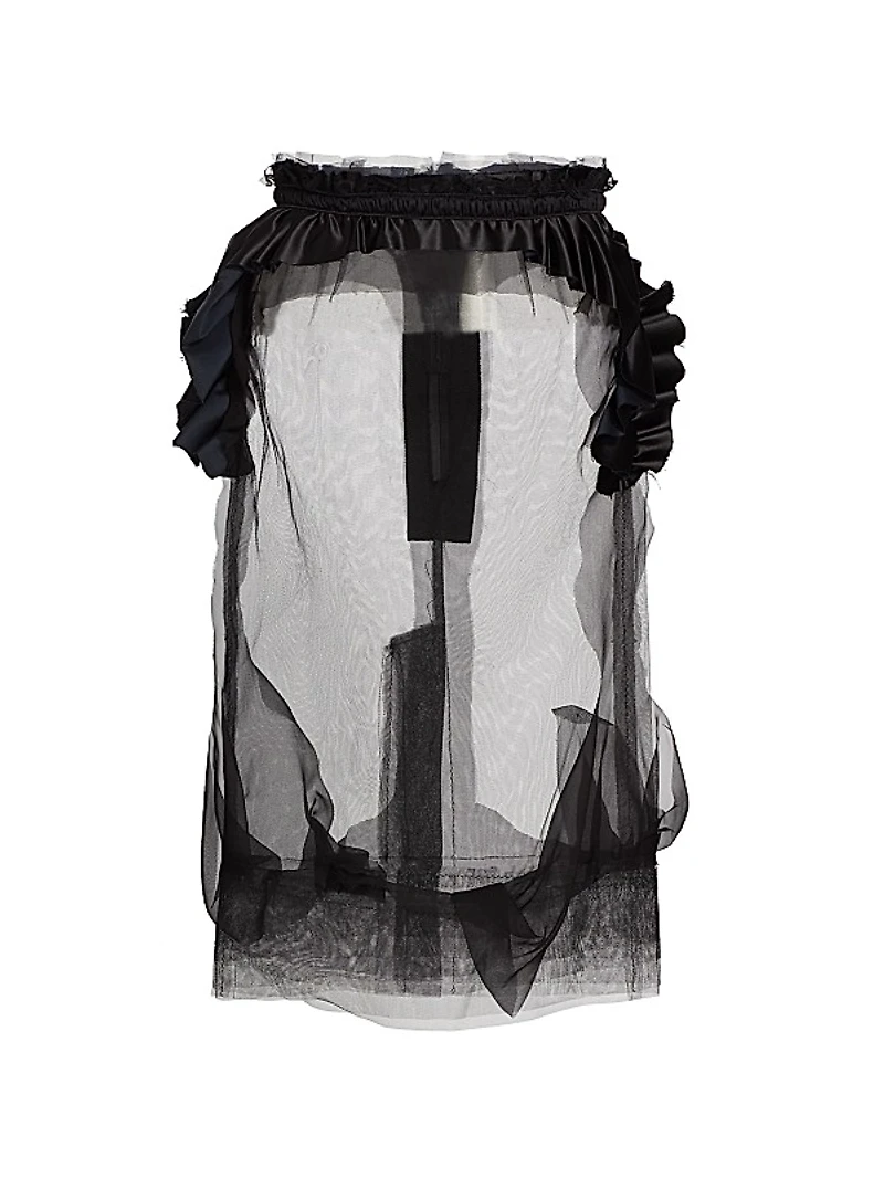 Deconstructed Tulle Midi-Skirt