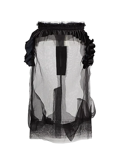 Deconstructed Tulle Midi-Skirt
