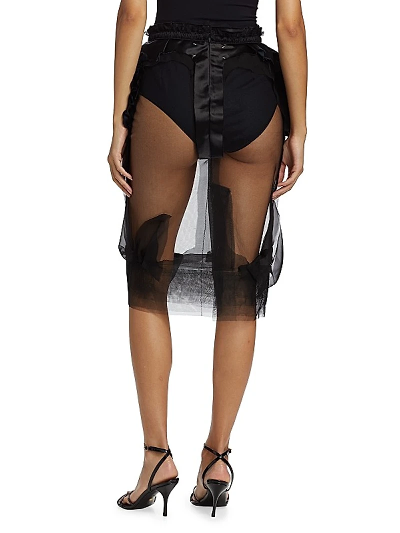 Deconstructed Tulle Midi-Skirt
