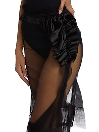Deconstructed Tulle Midi-Skirt