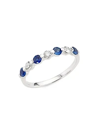 14K White Gold, Sapphire & 0.22 TCW Diamond Ring