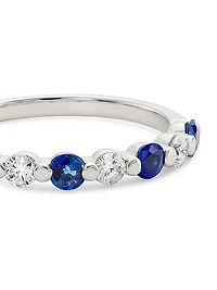 14K White Gold, Sapphire & 0.22 TCW Diamond Ring