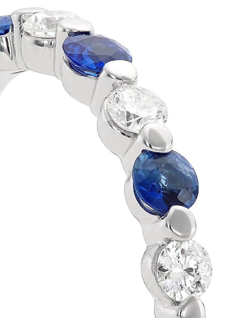 14K White Gold, Sapphire & 0.22 TCW Diamond Ring