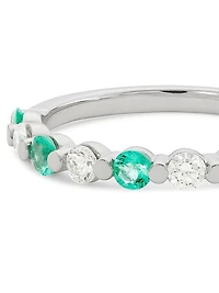14K White Gold, Emerald & 0.22 TCW Diamond Ring