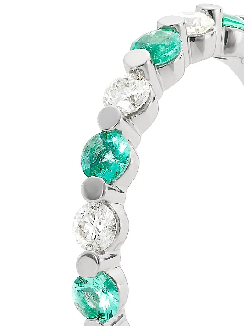 14K White Gold, Emerald & 0.22 TCW Diamond Ring