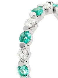 14K White Gold, Emerald & 0.22 TCW Diamond Ring