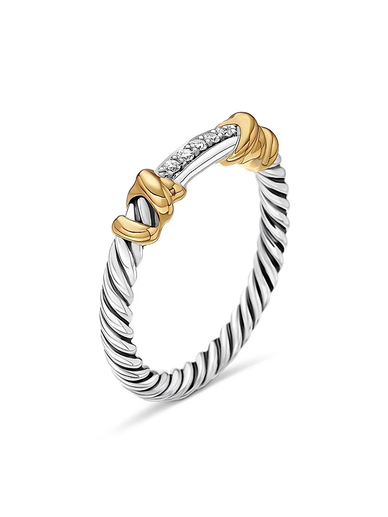 Petite Helena Wrap Band Ring with 18K Yellow Gold and Pavé Diamonds
