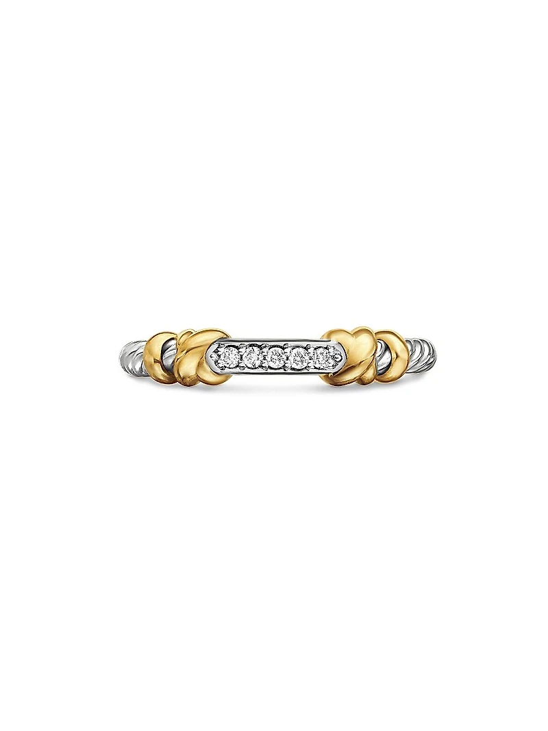 Petite Helena Wrap Band Ring with 18K Yellow Gold and Pavé Diamonds