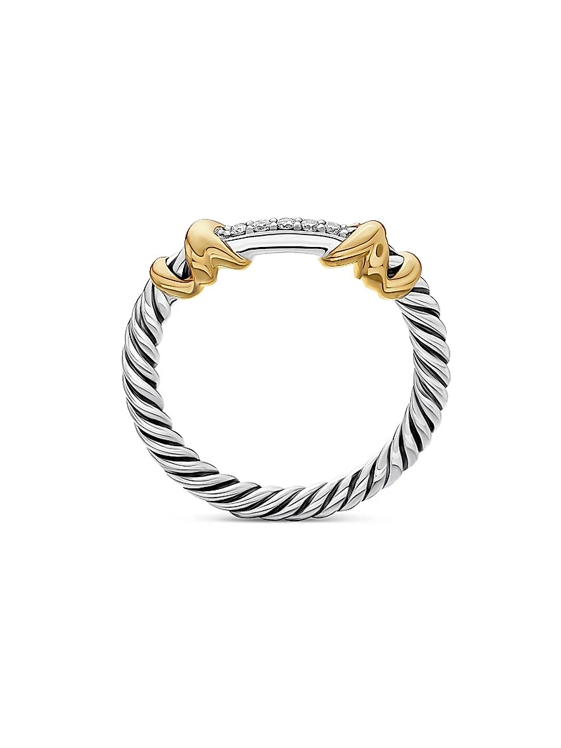 Petite Helena Wrap Band Ring with 18K Yellow Gold and Pavé Diamonds