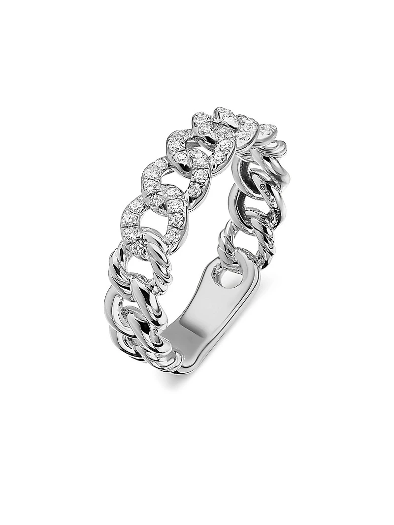 Belmont® Curb Link Band Ring with Pavé Diamonds