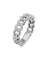 Belmont® Curb Link Band Ring with Pavé Diamonds