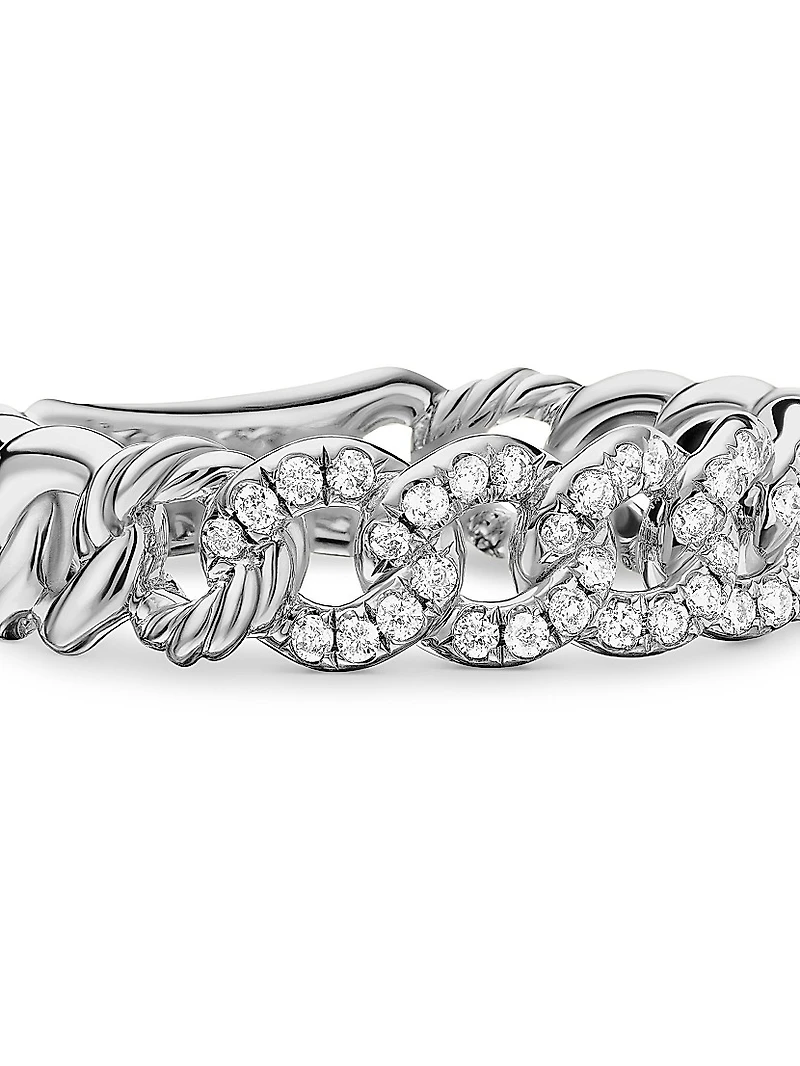 Belmont® Curb Link Band Ring with Pavé Diamonds
