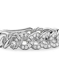 Belmont® Curb Link Band Ring with Pavé Diamonds