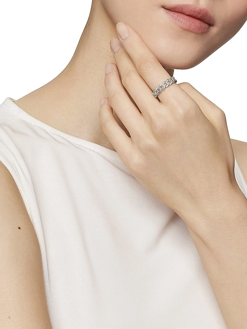 Belmont® Curb Link Band Ring with Pavé Diamonds