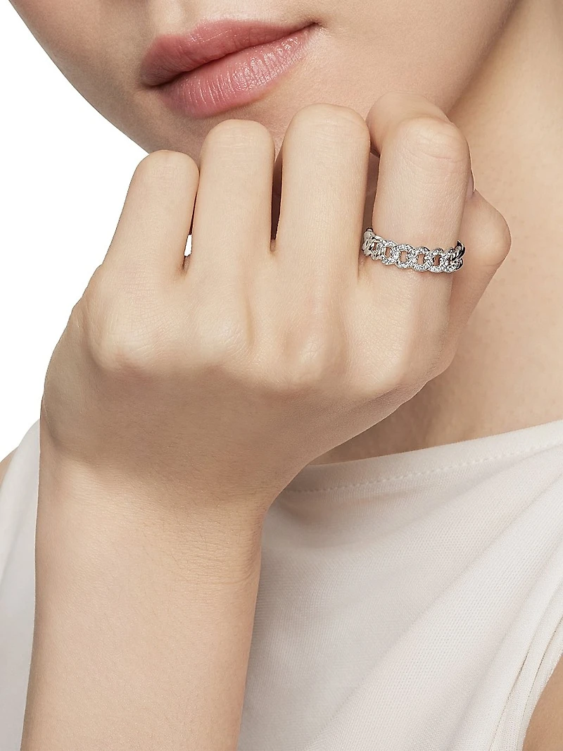 Belmont® Curb Link Band Ring with Pavé Diamonds