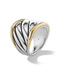 Sculpted Cable Saddle Ring with 18K Yellow Gold