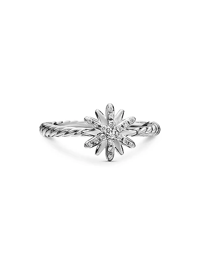 Petite Starburst Ring with Pavé Diamonds