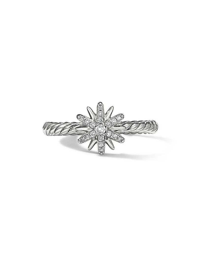 Petite Starburst Ring with Pavé Diamonds