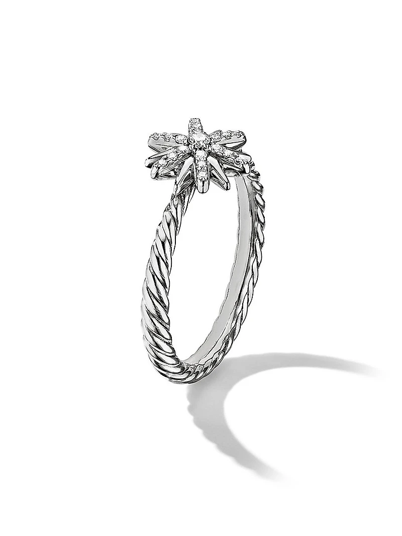 Petite Starburst Ring with Pavé Diamonds