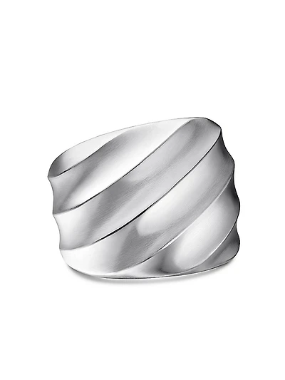 Cable Edge Saddle Ring Recycled Sterling Silver, 18.8mm