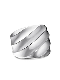 Cable Edge Saddle Ring Recycled Sterling Silver, 18.8mm