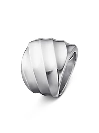 Cable Edge Saddle Ring Recycled Sterling Silver, 18.8mm