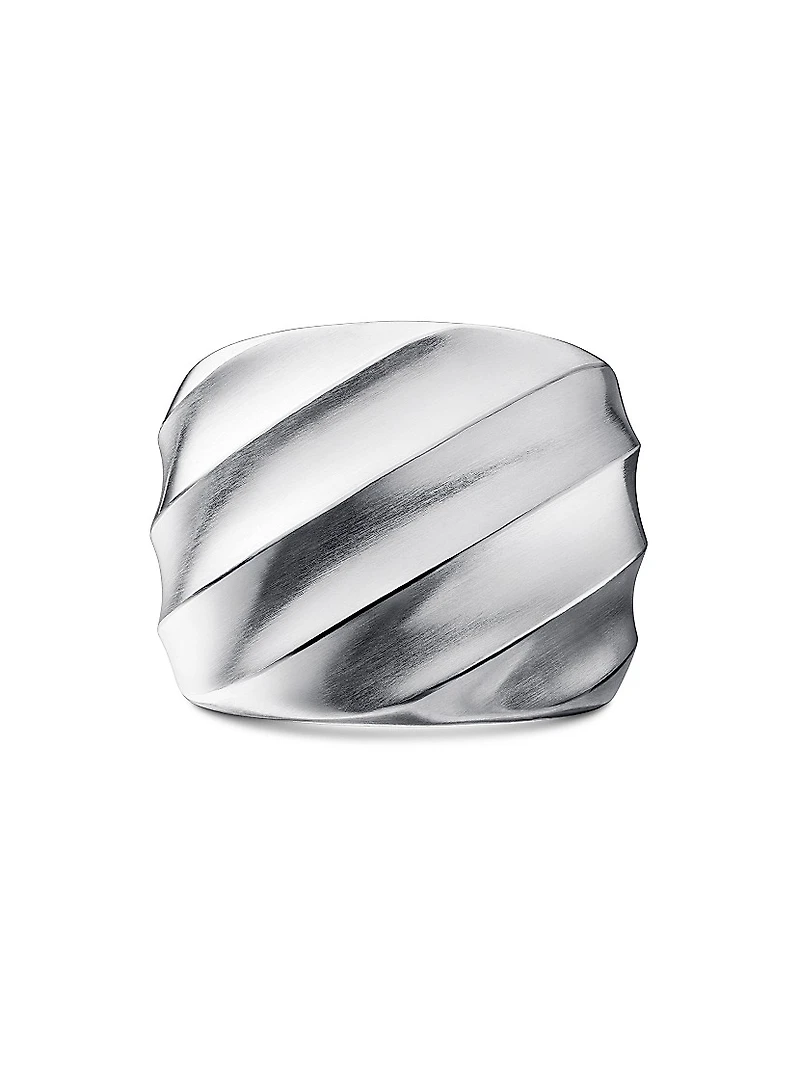 Cable Edge Saddle Ring Recycled Sterling Silver, 18.8mm