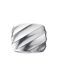 Cable Edge Saddle Ring Recycled Sterling Silver, 18.8mm