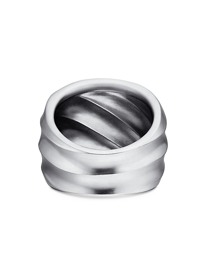 Cable Edge Saddle Ring Recycled Sterling Silver, 18.8mm