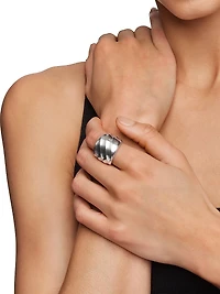 Cable Edge Saddle Ring Recycled Sterling Silver, 18.8mm