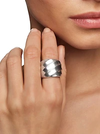 Cable Edge Saddle Ring Recycled Sterling Silver, 18.8mm
