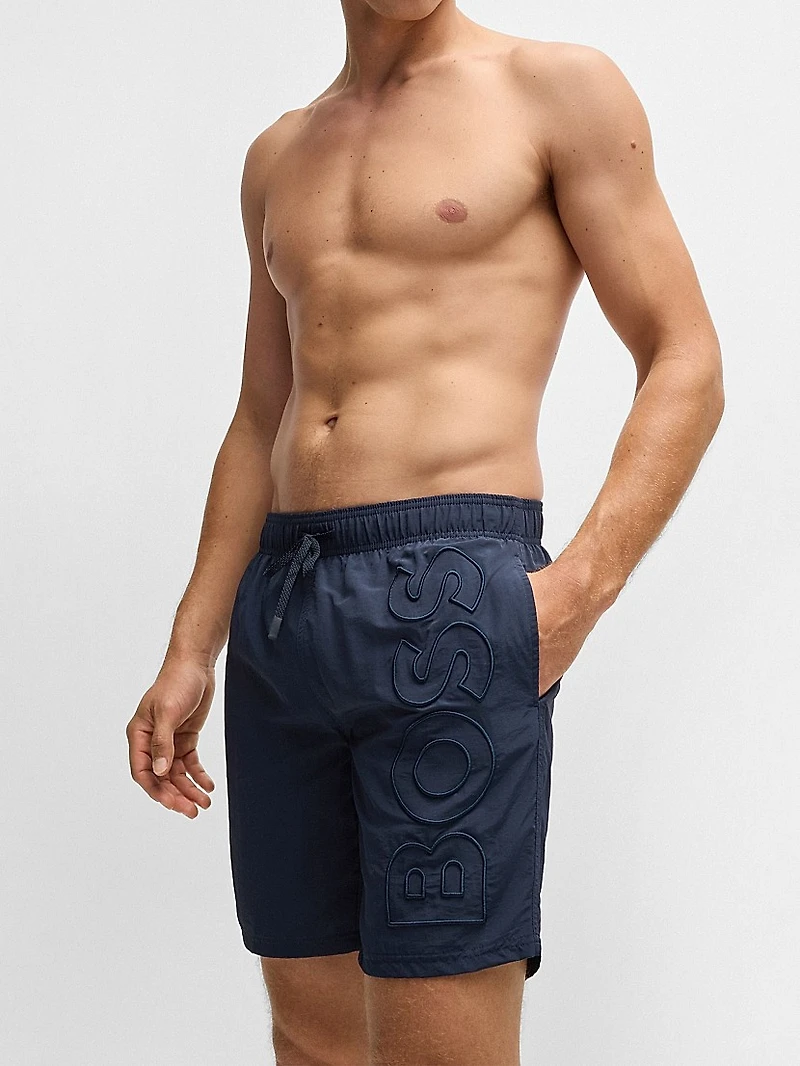 Swim Shorts with Embroidered Logo