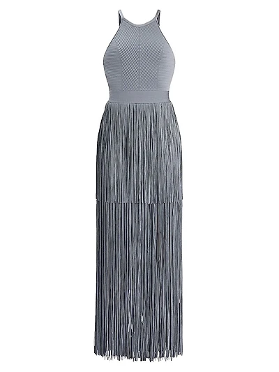 Halter Fringe Maxi Dress