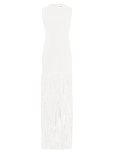 Ottoman-Knit Fringe Maxi Dress