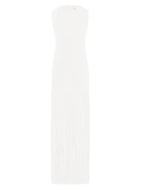 Ottoman-Knit Fringe Maxi Dress