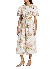 Floral Cut-Out Midi Dress