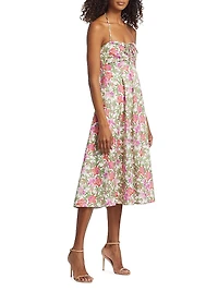 Floral Ruched Midi-Dress