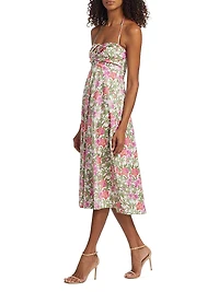Floral Ruched Midi-Dress