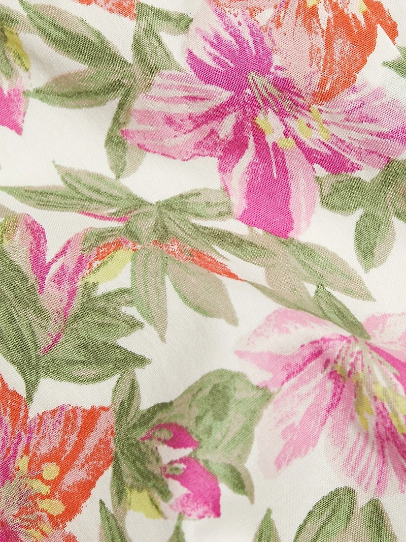 Floral Ruched Midi-Dress