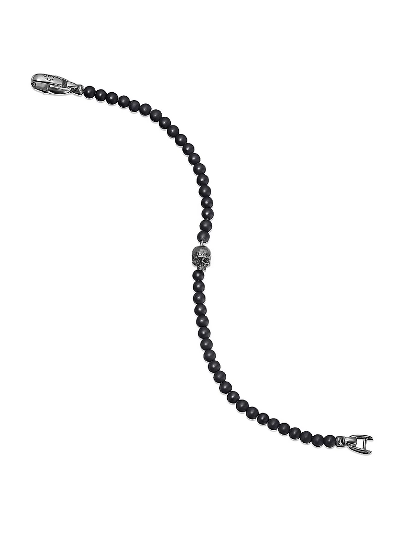 Memento Mori Skull Station Bracelet Sterling Silver